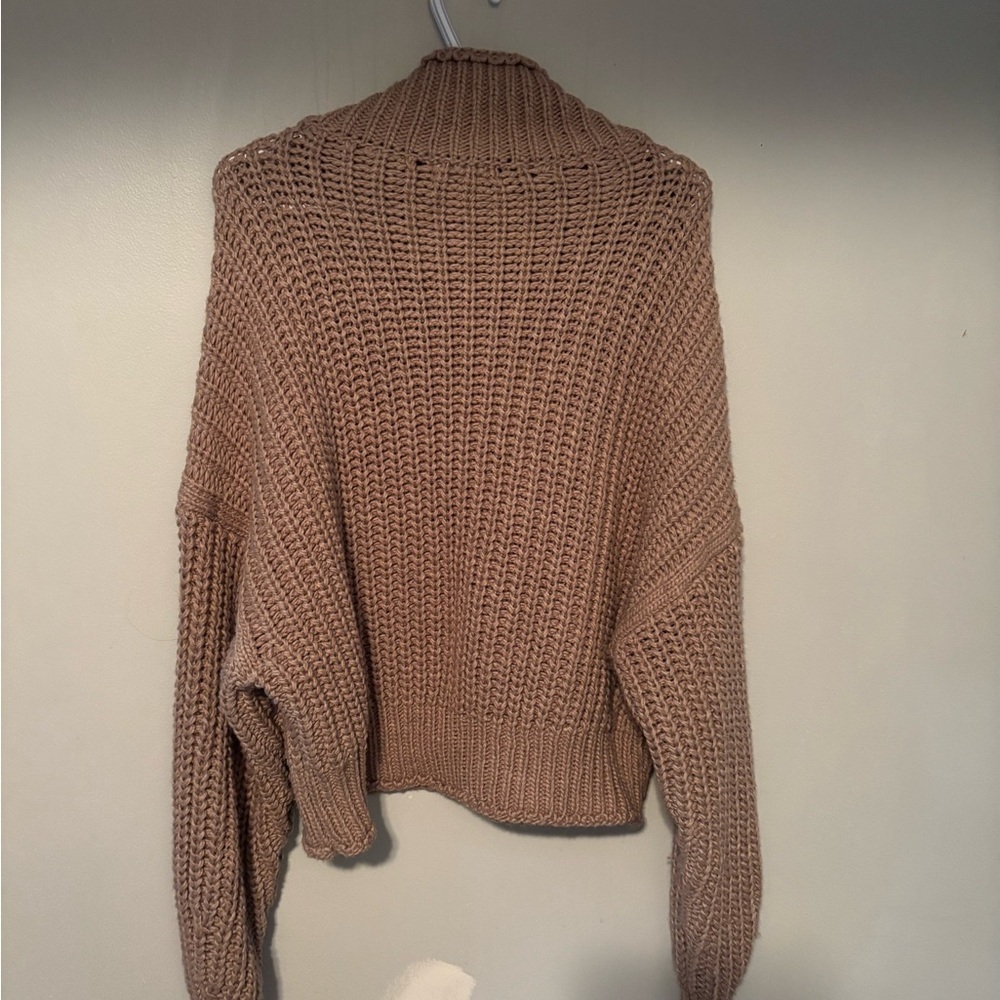 H&M Brown Chunky Cottagecore Boho Turtleneck Sweater Large - Picture 7 of 8